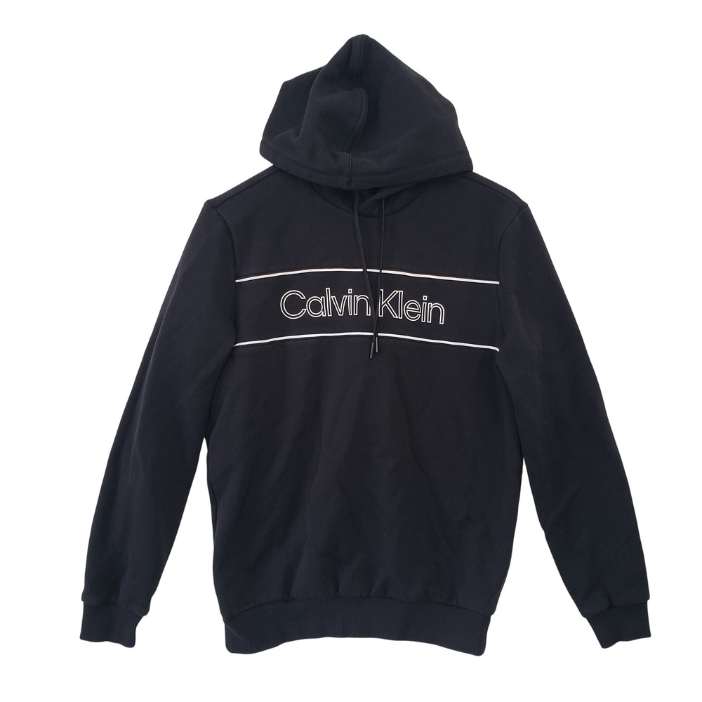 Calvin‎ Klein Black Hoodie Sweatshirt Long Sleeve Hooded Pullover Mens S
